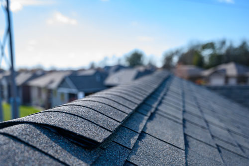 Close-up of a roof with shingles.